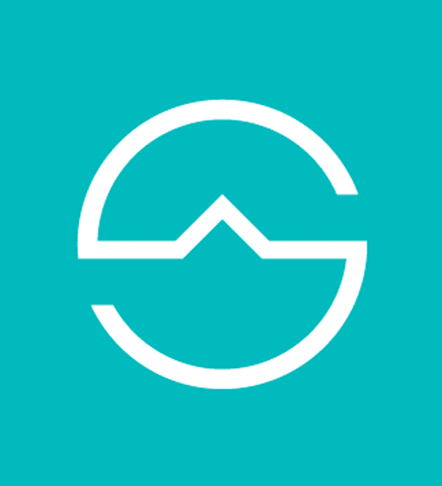 Logo of startup salzburg formed like a S on a turkish background